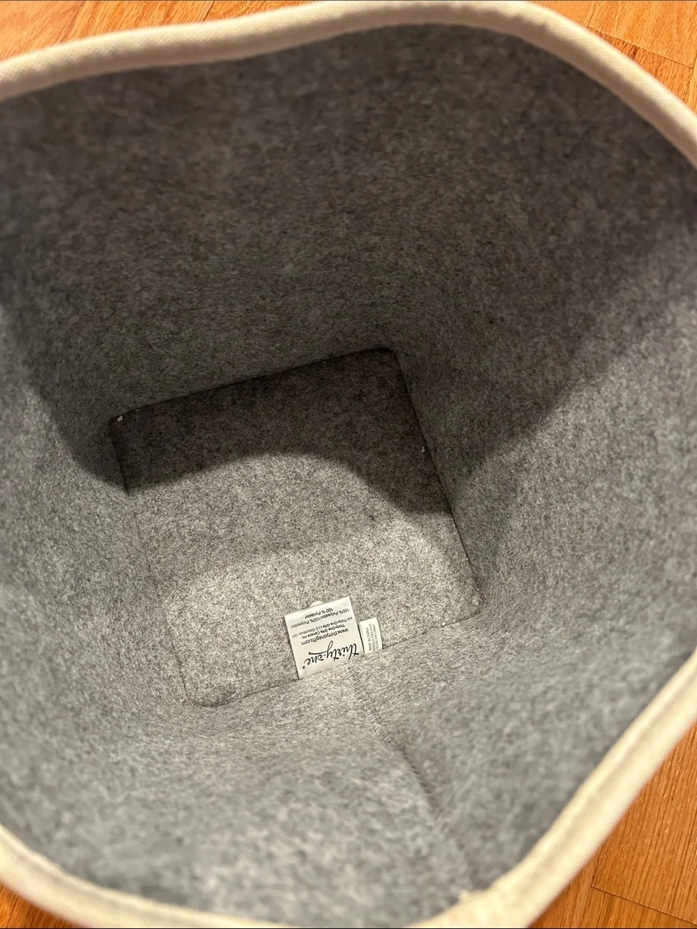 Thirty-one Gray Felt Storage Basket with Cream Trim